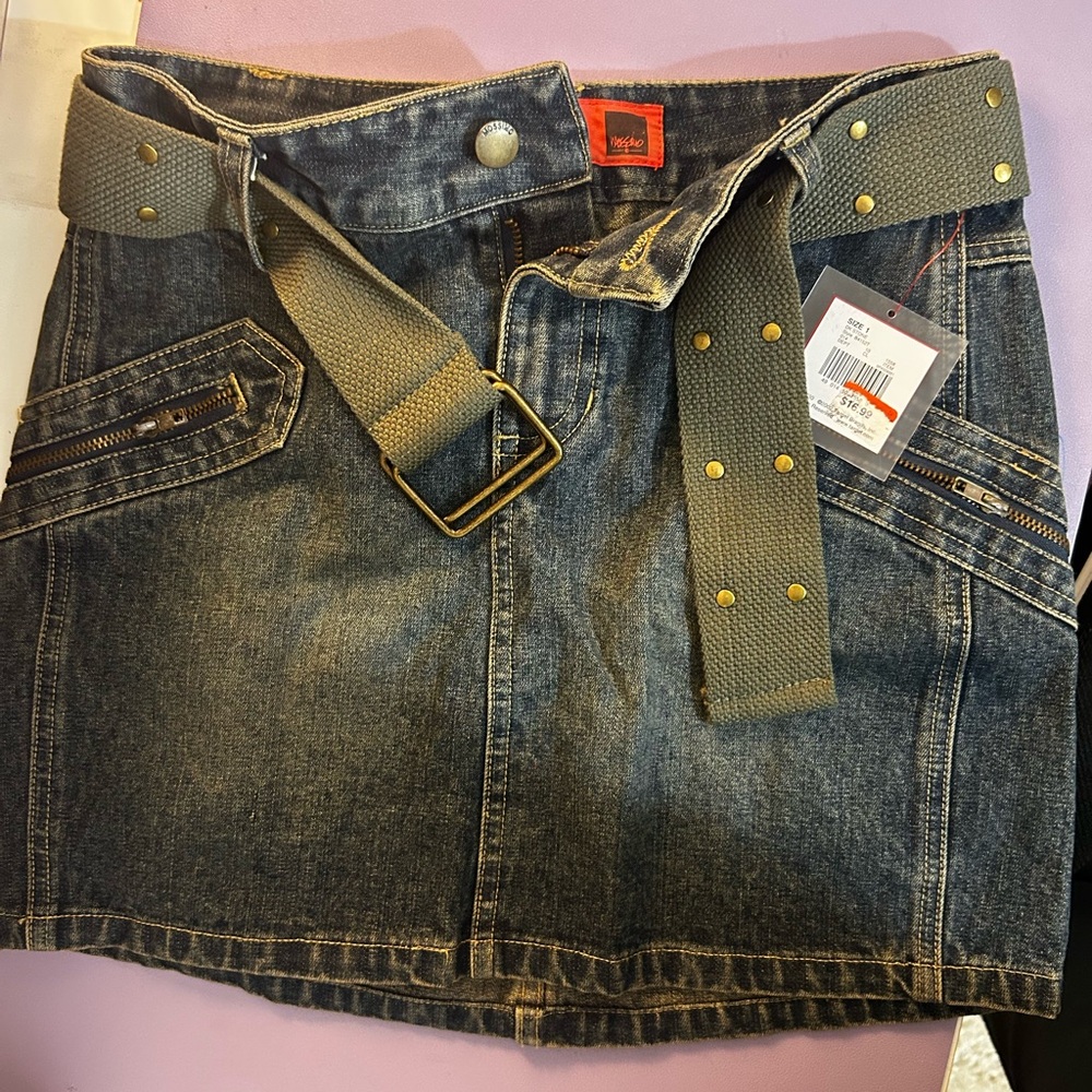 Mossimo Supply Co. Dark Denim Mini Skirt with Belt
